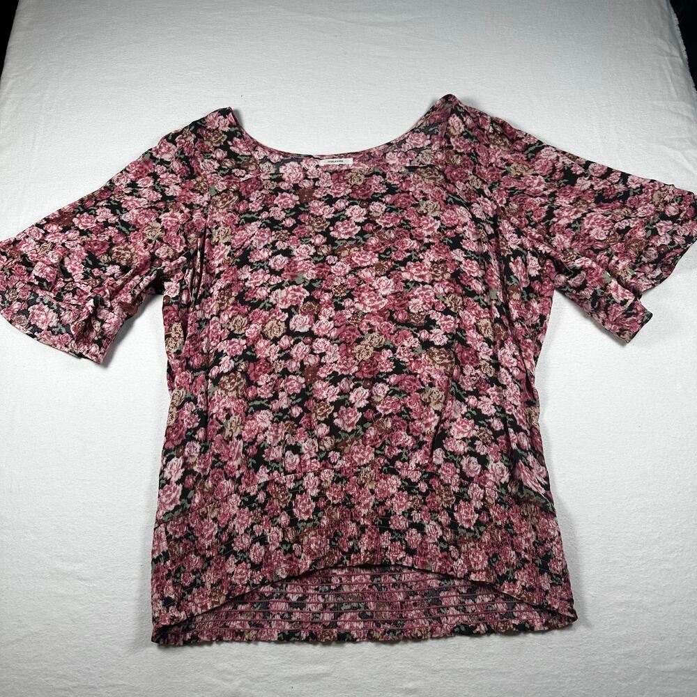 Maurices Floral Gathered Bottom Flutter Sleeve Top 2X*